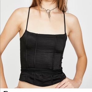 Satin-like black Motel corset tie up